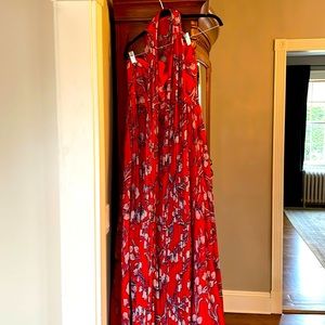 Size 10, Fame Partners, maxi, red print,